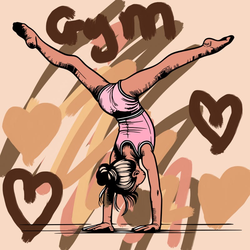 realistic gymnastic hand stand girl in four splits