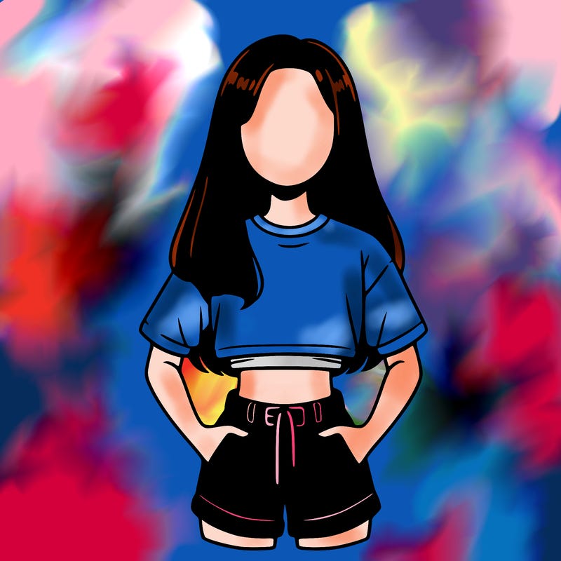 no face girl in crop top and shorts realistic