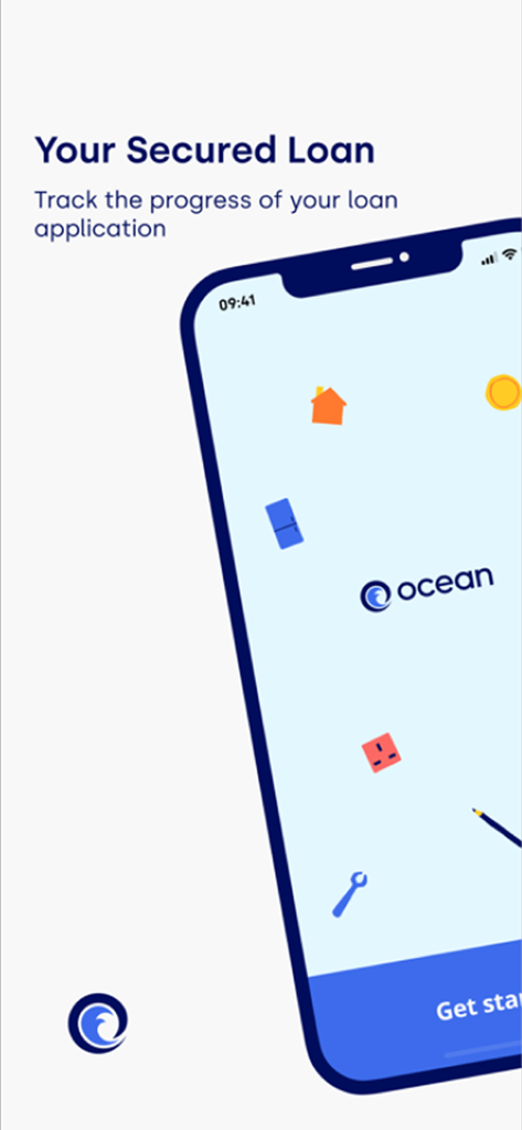 Ocean Finance Secured Loan - Ocean Finance Secured Loan app interface showing loan application tracking feature.
