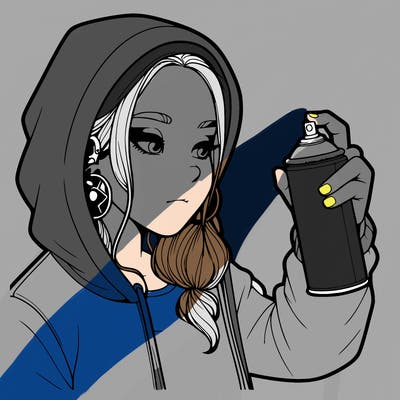 a realistic girl, spray painting