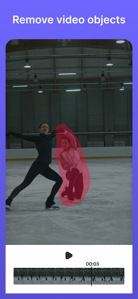 AI app interface showing a highlighted person in a video to be removed