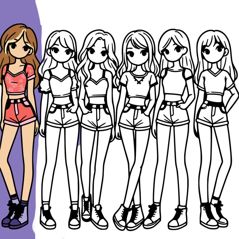 a group of girls wearing crop tops and shorts