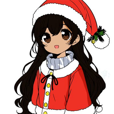 cute anime girl in santa outfit