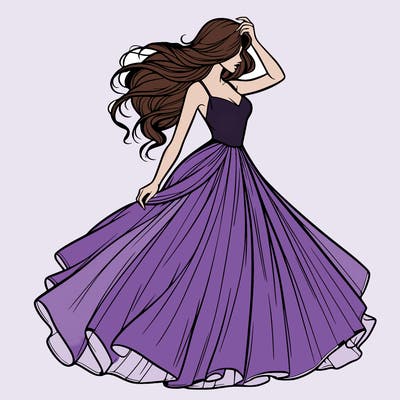 realistic woman with dress flowing in the wind