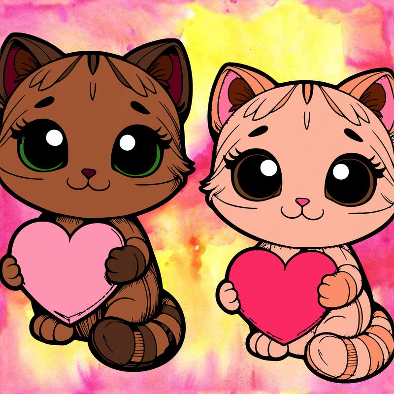 realistic cat holding a heart
