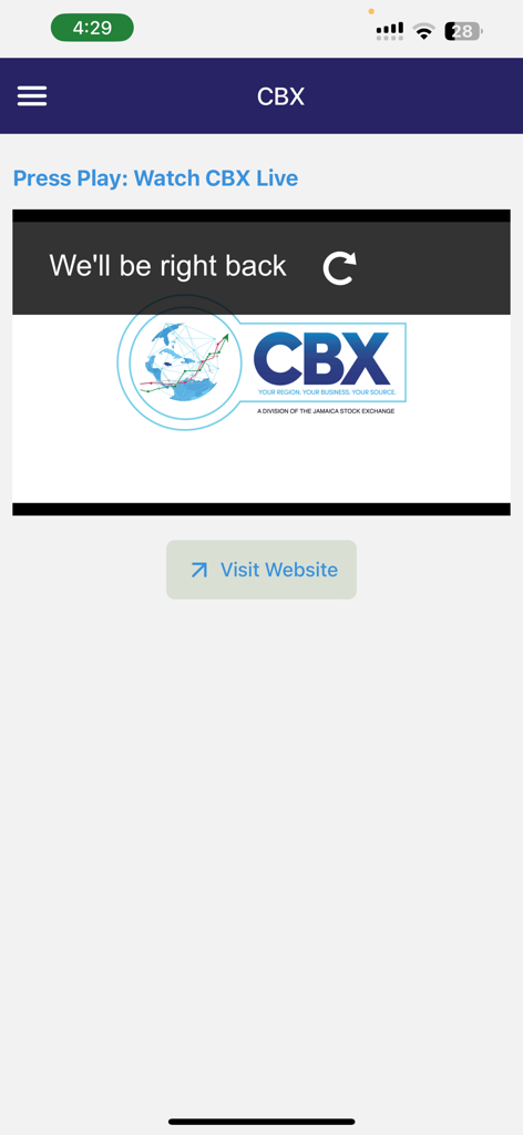 JSE Mobile - Caribbean Business Exchange live stream feature in the JSE Mobile app