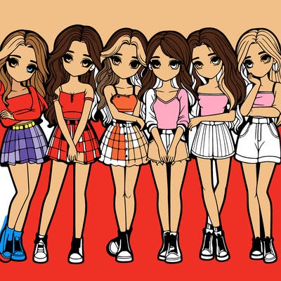 a group of girls realistic
