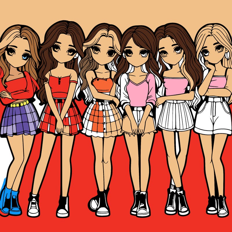 a group of girls realistic