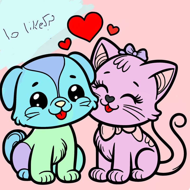 cat with a dog and in love