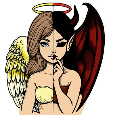 realistic angel half demon