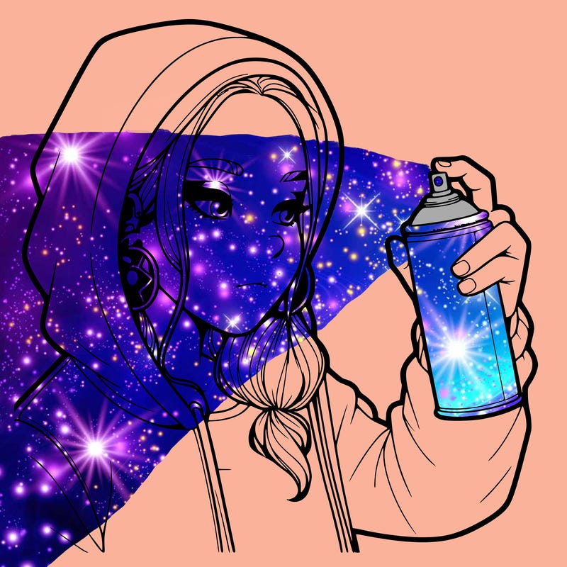 a realistic girl, spray painting