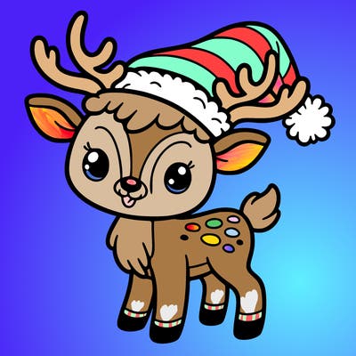 christmas reindeer with santa hat