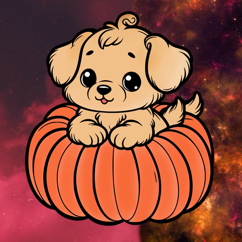 cute little puppy in a pumpkin