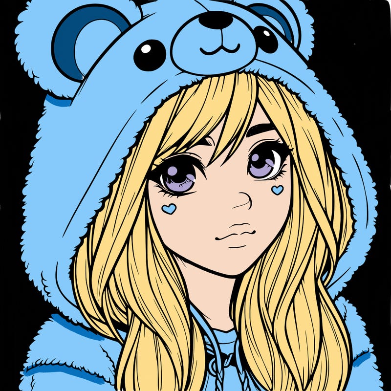 realistic girl in a bear hoodie