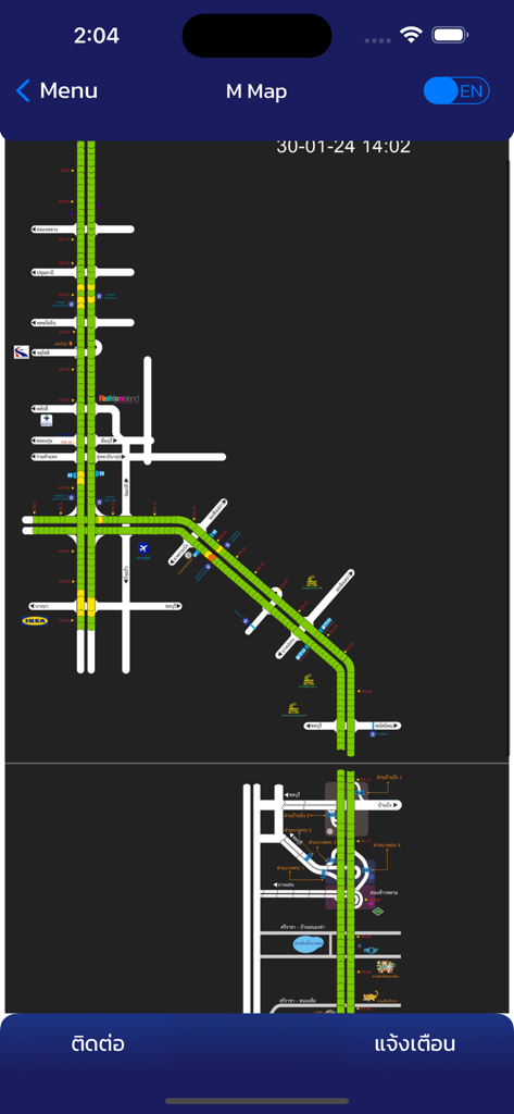 Schematic motorway map with traffic flow indicators in the M Traffic app