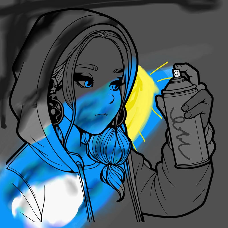 a realistic girl, spray painting