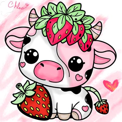 cute strawberry cow