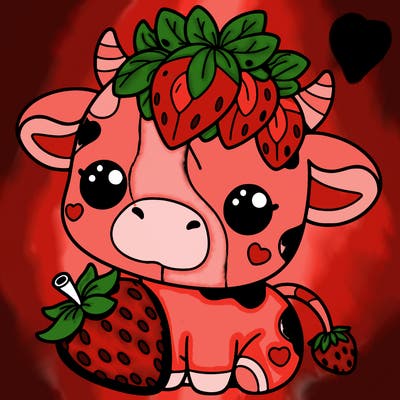 cute strawberry cow
