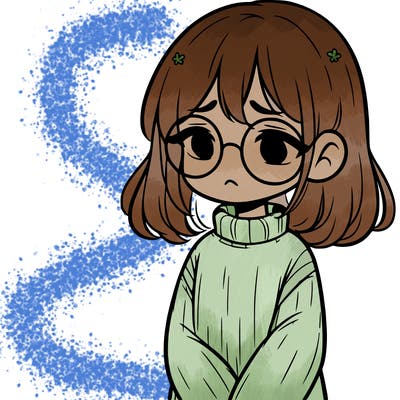 sad girl with glasses in a sweater