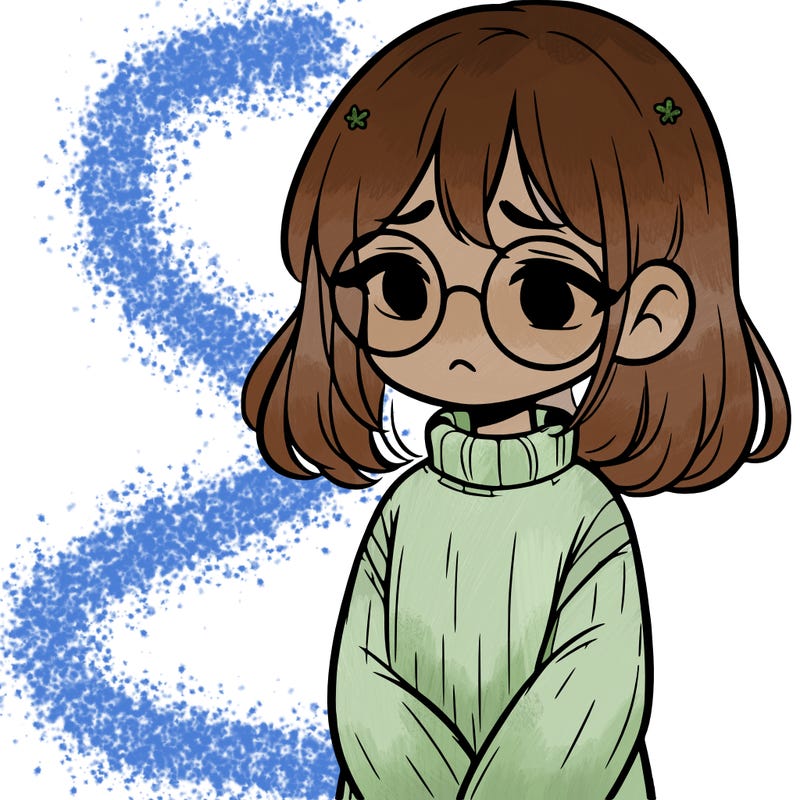 sad girl with glasses in a sweater