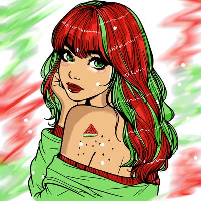 realistic girl with bangs looking over her shoulder