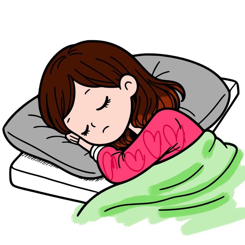 a girl going sleep