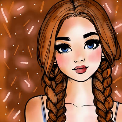 realistic girl with braids