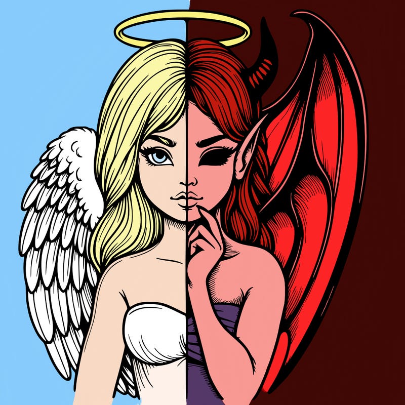 realistic angel half demon