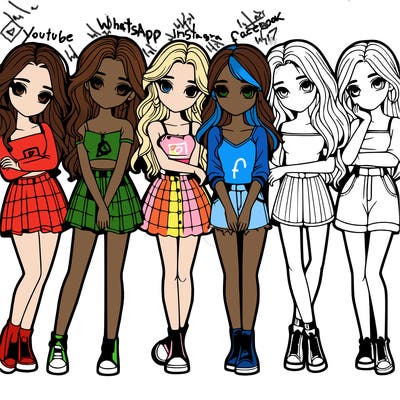 a group of girls realistic