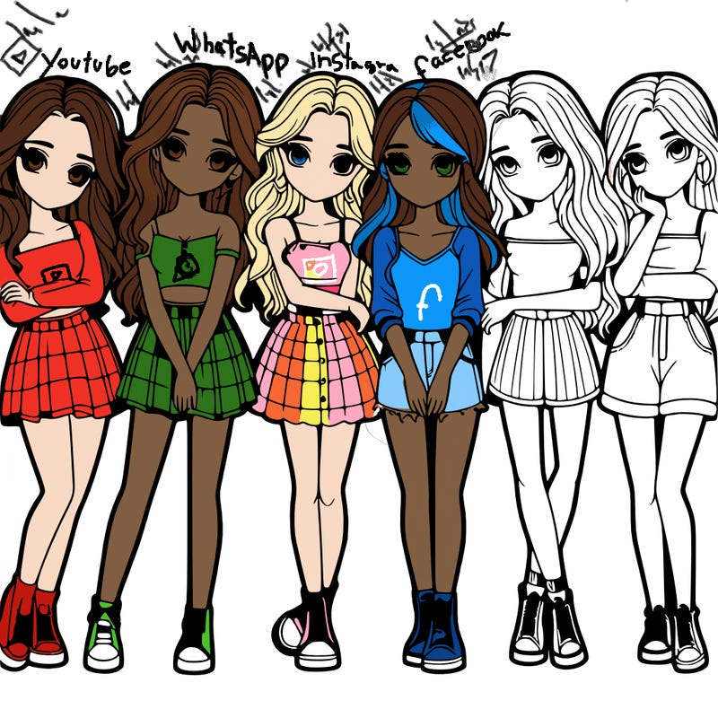 a group of girls realistic