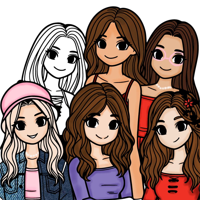 a group of five girls friends