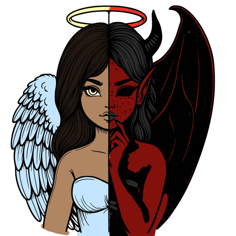 realistic angel half demon