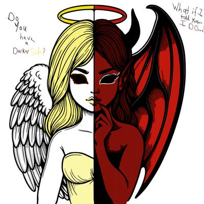 realistic angel half demon