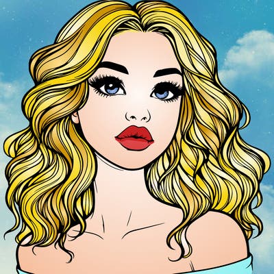 realistic girl with wavy hair and lips