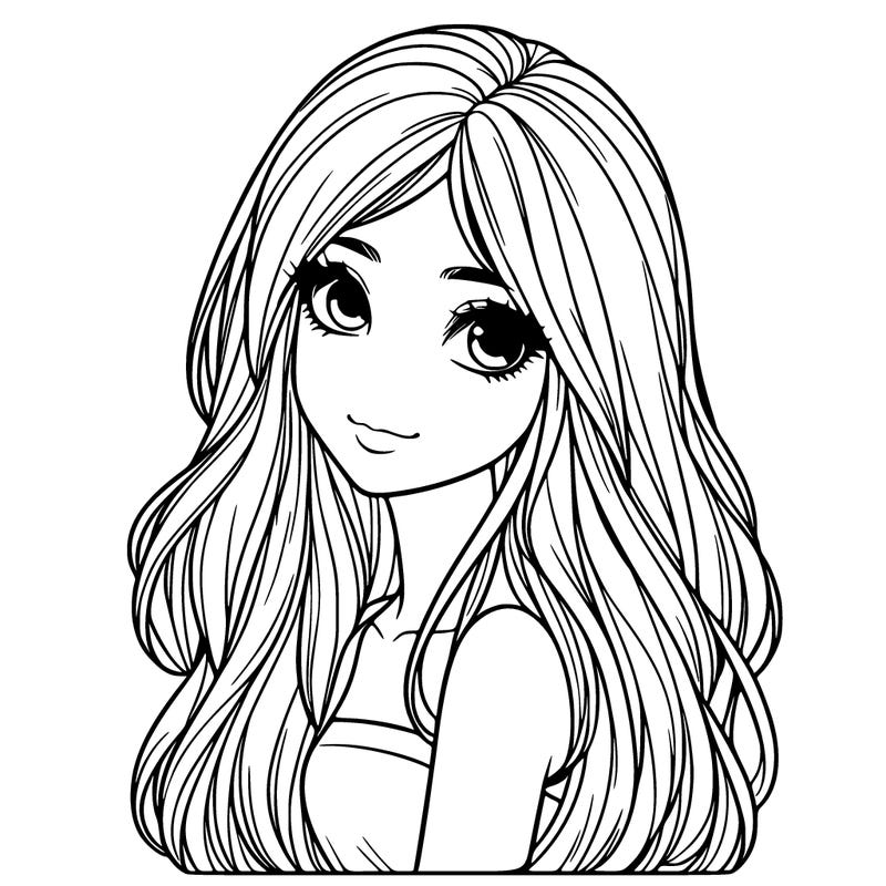 realistic girl with long hair