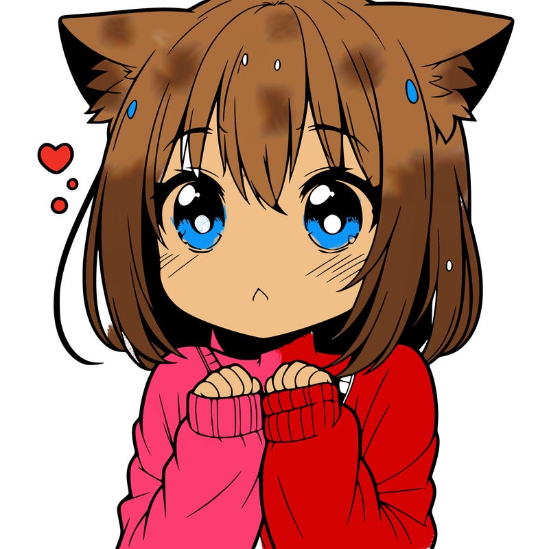 shy anime catgirl
