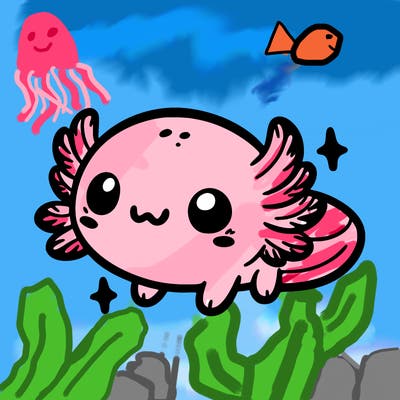 cute easy baby axolotl
