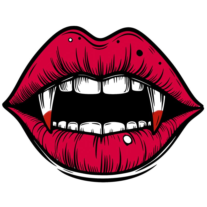 lips with vampire teeth