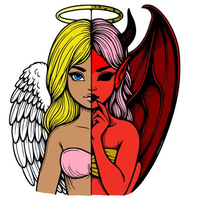 realistic angel half demon