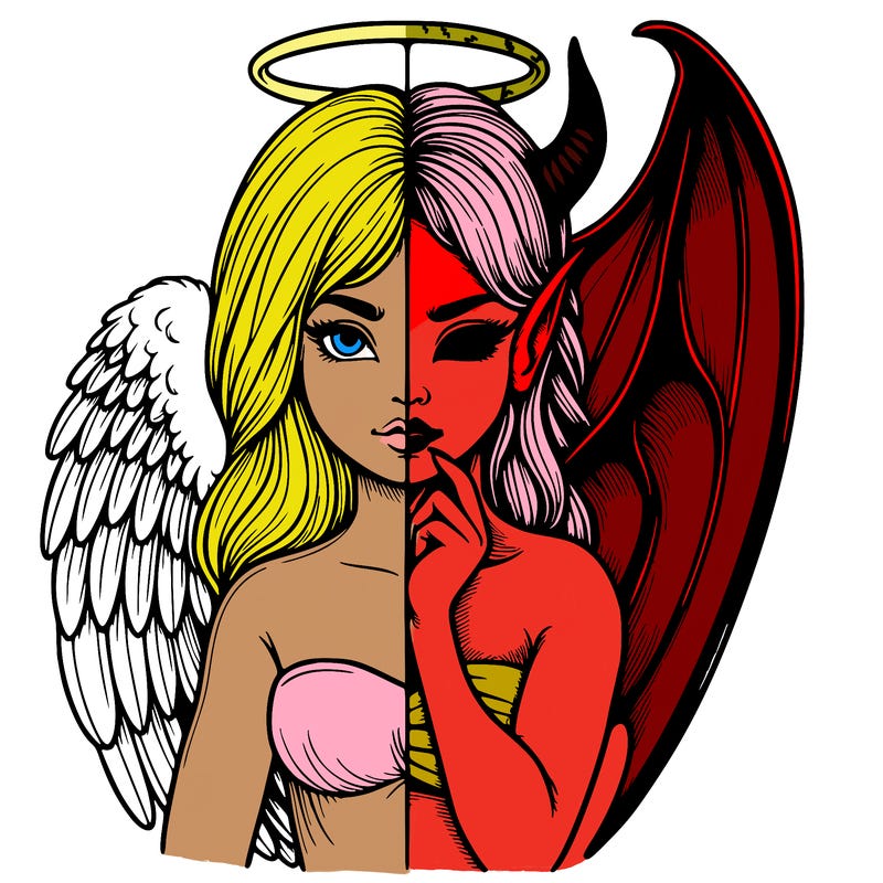 realistic angel half demon