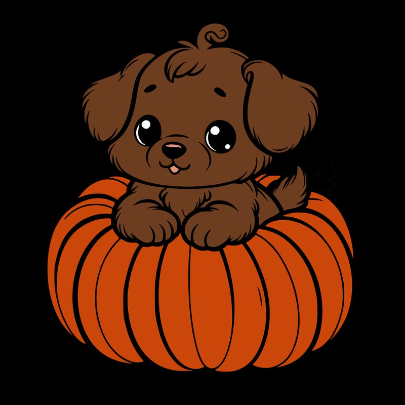 cute little puppy in a pumpkin