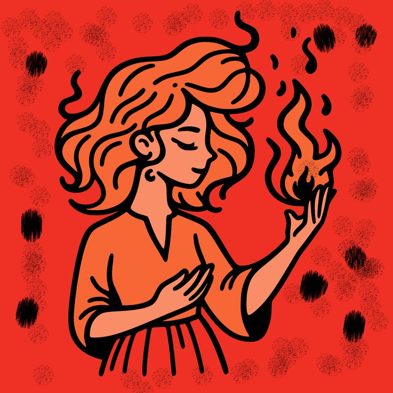 woman with fire
