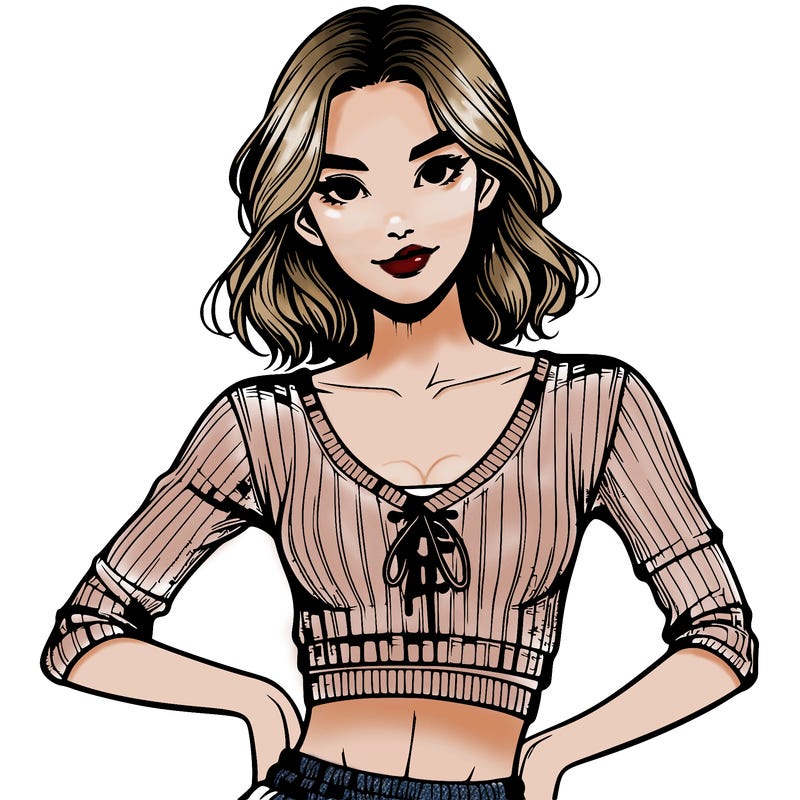 realistic girl in crop top