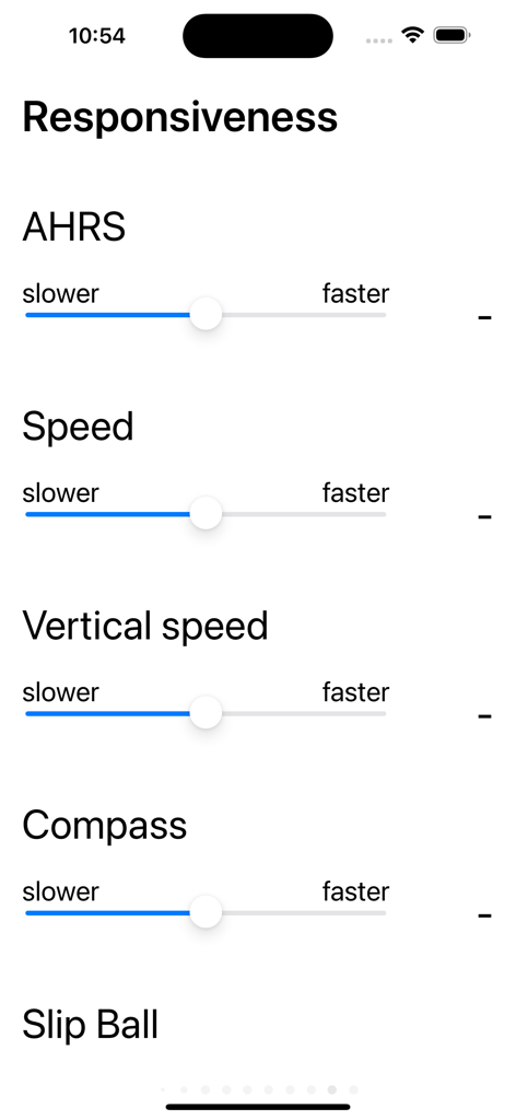 A-EFIS Black and White - Configuración de capacidad de respuesta de los instrumentos de vuelo en la aplicación A-EFIS