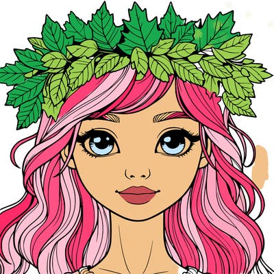 realistic girl with fall leaf crown