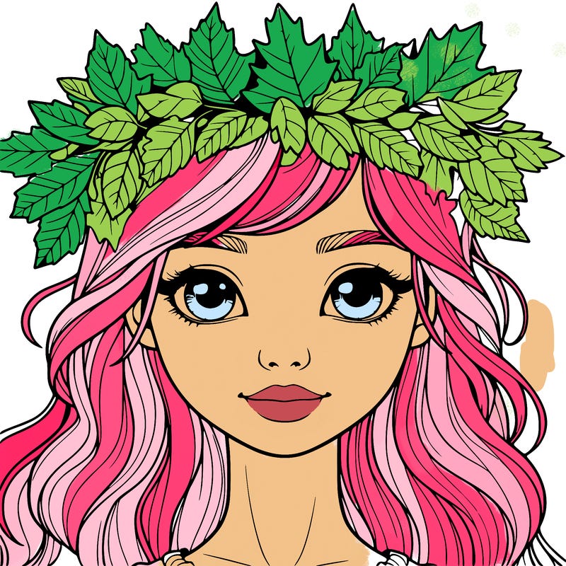 realistic girl with fall leaf crown