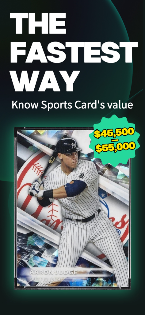 CardSnap - Sports Card Scanner - Interface of CardSnap app scanning an Aaron Judge baseball card with a price estimation overlay