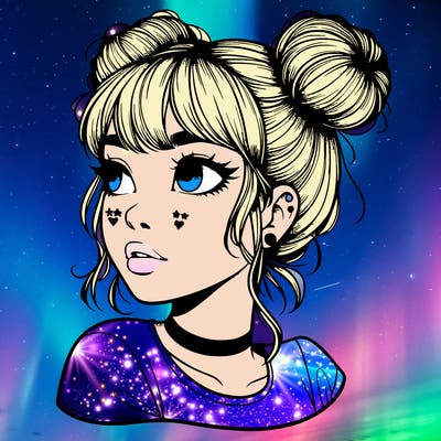 realistic girl with spacebuns