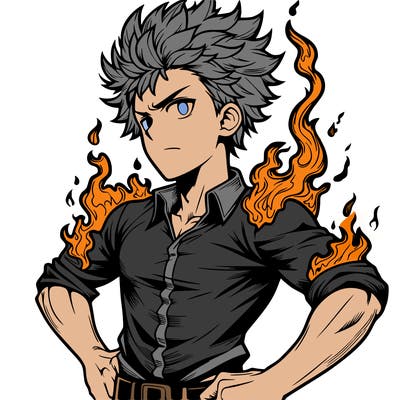 realistic manga man of fire