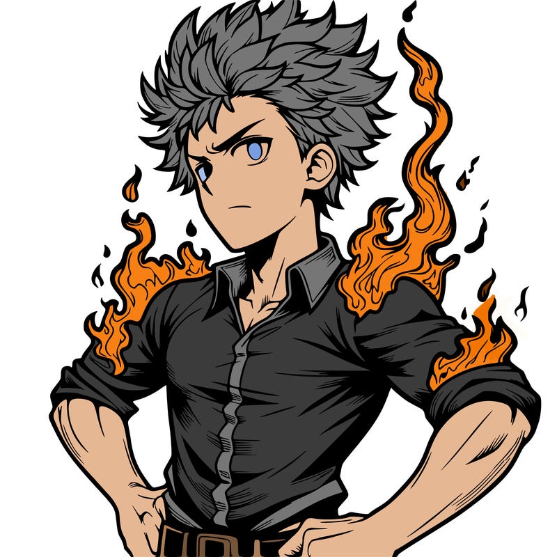 realistic manga man of fire